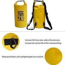 Bolsa impermeable flotante de 5/10/15/20 l con cierre enrollable para kayak, natación, camping, senderismo, playa, pesca y buceo. Correas resistentes (NEGRO). - Gris - Ver 5