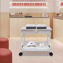Beauty Salon Nail Or Foot Bath Spa Portable Trolley, Cart For Foot Rest Pedicure Manicure Funiture Massage Table Salon Accessory, Footrest Stand - White - View 8