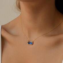 Birthstone Necklace For Women 14k Gold Plated Preppy Oval Stone Necklaces   Pendant Necklaces Birthday Gifts For Women Mom Wife Friends-307968 - 九月藍寶石 - 查看 3