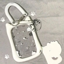 Cute Cat Design Card Holder With Keychain, Perfect For Student Bus Card, Subway Card And Campus ID Card - Durable And Stylish Document Protector, Student Accessories | Silicone Case - Color - View 14