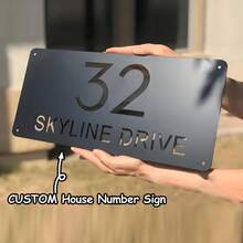 4 Size Options! Personalized Modern House Number Plate, Square Metal Address Letter Sign, Customized Metal Address Plaque, Reflective Outdoor Address Sign, Housewarming Gift - Black - View 2