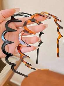 豹纹优雅大波浪发箍，蓬松日常佩戴发圈，发带，发圈 - 彩色 - 查看 9