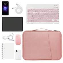 DANYCASE 适用于 11-13.3 英寸 iPad 的平板电脑保护套，兼容 iPad 11/10/9/8/7 和 Air/Pro，带提手、口袋、公文包式提手、拉链内衬、防震保护套，秋季大学必备，女士保护套，笔记本电脑内衬，返校必备 - 粉色 - 查看 2