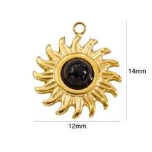 Bohemian Style Vintage Sun Pendant, Stainless Steel 14K Gold Inlaid Colorful Natural Stone Pendant