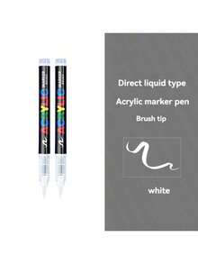 2/4/8 pièces Marqueurs de peinture acrylique noir et blanc, couleur unie, à base d'eau, stylos de graffiti, convient pour le bois, la canevas, la pierre, la peinture sur rocher, le verre, la céramique, les artisanats DIY et les fournitures d'art - Multicolore - Voir 11