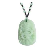 Obsidian Stone Buddha Beads Chain Necklace Imitate Jade Buddhism Jewelry For Women Men Protect Lucky Necklace-794742 - 龍 - 查看 2