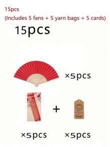 15 件/套木制折扇，附赠礼品袋和感谢卡（5 张感谢卡、5 把手持折扇、5 个礼品袋），单身派对新娘送礼会装饰品，伴娘竹制手持折扇，单身派对拍照道具，伴娘礼物和婚礼装饰品，婚礼礼物，适用于聚会和活动，夏季配饰，女士折扇 - 彩色 - 查看 10
