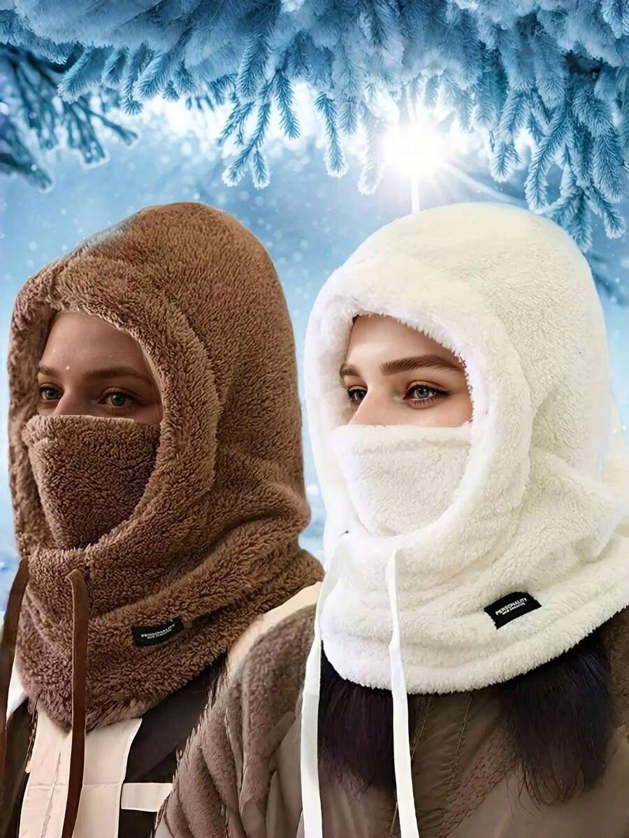 1 件装冬季羊毛拉法帽滑雪面罩女士帽子,保暖面罩,涤纶针织全头颈部保暖器,男女通用,轻便,可手洗,无弹力面料,做工精细,适合日常旅行、旅游、骑行、滑雪、户外运动冬季女士 - 彩色 - 查看 1