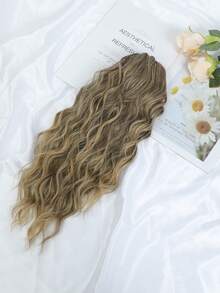 18" Ponytail Extension Claw Long Multi Layered Hair Fluffy Thick Water Wave Hair Jaw Clip In Fake Pony Tails Fake Hair Soft Natural Looking Synthetic Hairpiece For Women Rich Brown With Light Tail Hair Extensions - 挑染棕色 - 查看 4