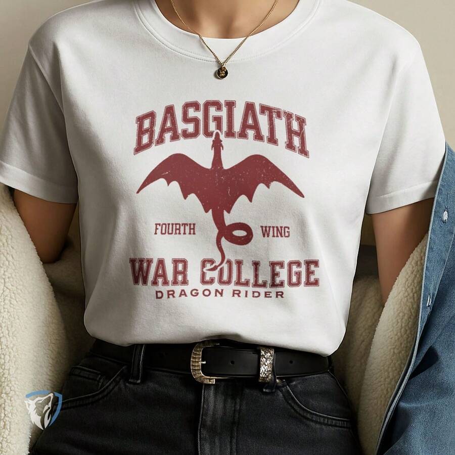Basgiath War College T-Shirt | Fourth Wing Dragon Rider - White - View 1