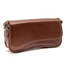 Women's Minimalist Boho Baguette Bag With Irregular Flap Shoulder Strap - 焦糖色 - 查看 1