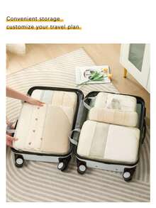 مكعبات تعبئة مضغوطة، حقيبة تخزين الملابس، مجموعة أكياس تخزين السفر، منظم ضغط قابل لإعادة الاستخدام ذو سعة كبيرة، مزدوج الطبقة مزدوج السحاب، مناسب للرجال والنساء في الأعمال أو العطلات أو السفر، مصنوع من مادة النايلون، ضروريات السفر