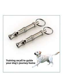 超声波狗哨 - 超声波可调音调宠物训练工具，带钥匙扣，无需电池（银色）