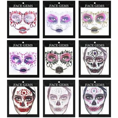 万圣节派对闪光和面部宝石装饰