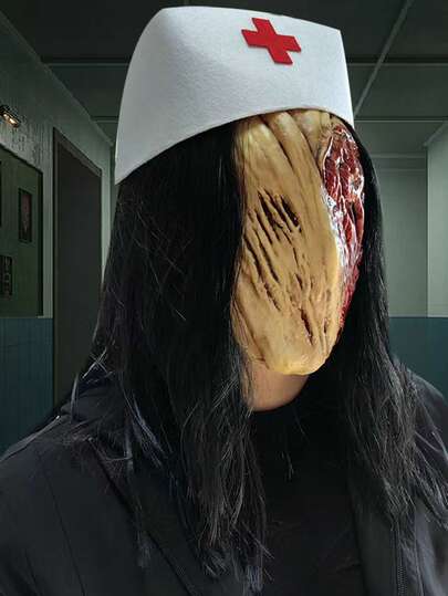 1pc Silent Hill Nurse Latex Face Mask, Halloween Costume Movie Prop Decoration