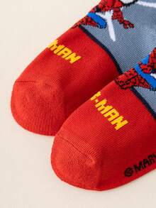 10 Pairs Kids Marvel Superhero Spider-Man Socks, Boys Mid-Calf Socks, Korean Cartoon Autumn/Winter Girls Socks, Children Spider-Man & Superhero Character Socks
