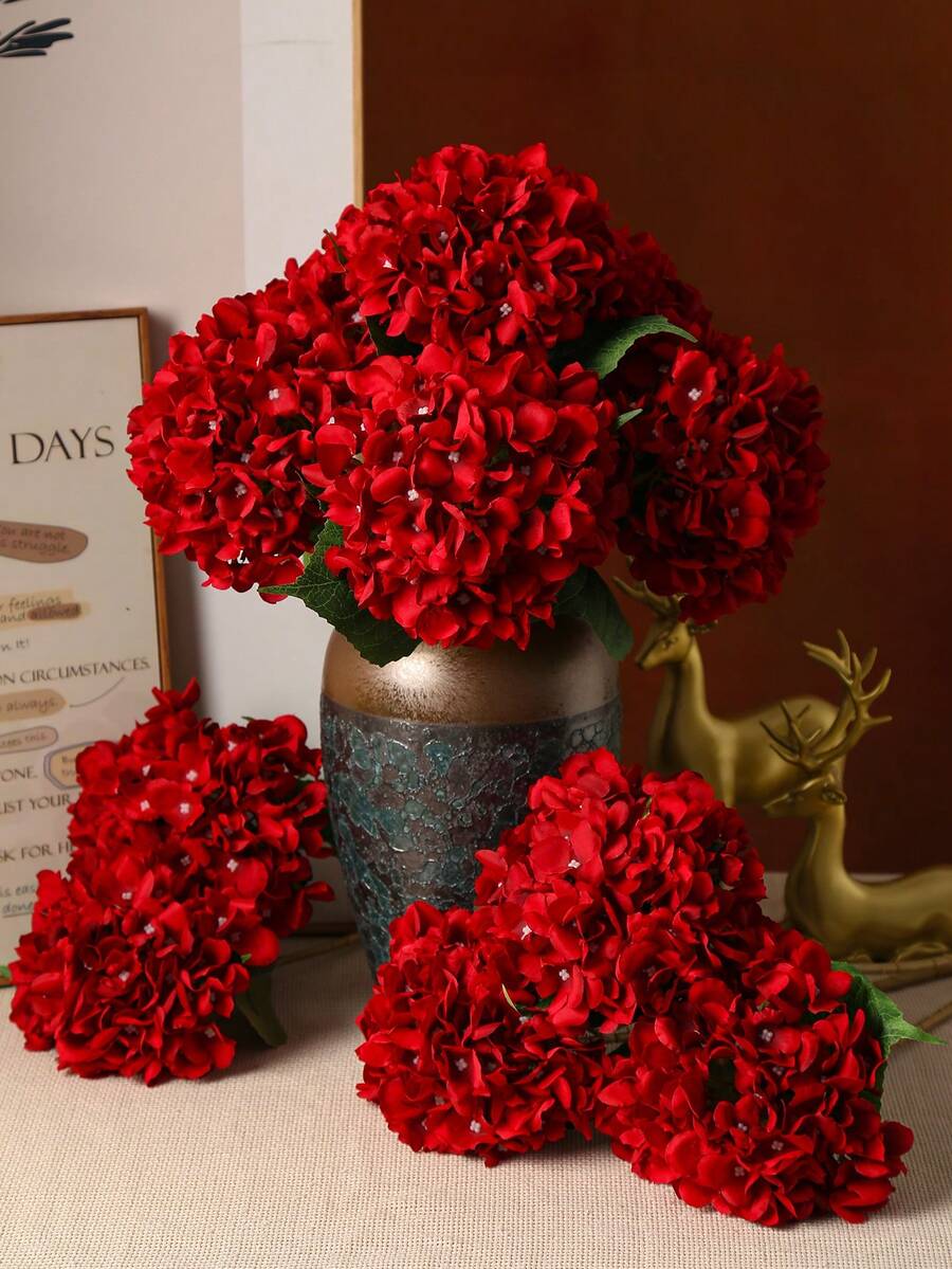 1Pc Artificial Hydrangeas With Stems - Real Touch, Suitable For Wedding Decorations, Home Decorations, Garden Decorations, Graduation Decorations, Gender Reveal Decorations, Bridal Showers, Party Gifts, Graduation Ceremonies, Party Decorations, Bridal Bouquets, Outdoor Decorations, Camping, Patio Decorations, Courtyard Decorations,