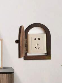 1 pieza Cubierta creativa de madera maciza para toma de corriente - Decoración de pared, protector de puerta del porche, cubierta protectora contra el polvo para toma de corriente - Sin necesidad de electricidad