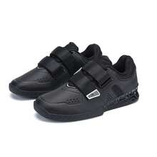 1 Pair Adjustable Strap Weightlifting Shoes For Men And Women, PU Leather Upper Low-Top Gym Training Sneakers, Stable Support Powerlifting Shoes - Black - View 6