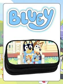 Bluey حافظة أقلام/كرتون بلوي/محمولة/أنيقة/مدمجة/جامعية/ملونة/فتاة/طالبة/عادية/ديكور حفلة/هدية