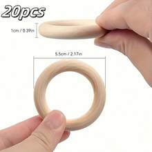 5/10/20/30/50pcs Natural Wooden Rings, Beads, Rings, Pendants, (3/4.5/5.5/7mm) Thick Smooth Unprocessed Wooden Rings, For DIY Crafts, Artworks, Carving, Weaving, Lace, Hanging Decor, Home Decor, Painting Decor, Curtain Rings, Napkin Rings, Sewing, DIY Jewelry Making
