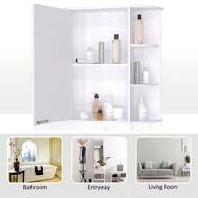 HOMCOM Wall Mounted Bathroom Cabinet With Mirror Single Door Storage Organizer 2-Tier Inner Shelves White - White - View 6