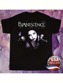 Evanescence "Bring Me To Life" Graphic T-Shirt| Unisex Cotton Tee| Round Neck, Regular Fit| All-Season Comfort| Machine Washable & Dry Clean | Ideal For Music Festivals & Casual Attire| Multi-Size S-3XL, Music T Shirts - 黑色 - 查看 1
