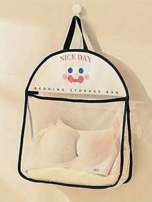 1/2pcs Printed Mesh Hanging Bag, Cartoon Design, Durable Mesh Fabric With Sturdy Hooks, Suitable For Storing Underwear, Socks, Fruits, Vegetables And Home Organization, Space-Saving Multi-Purpose Storage Bag - Multicolor - View 10
