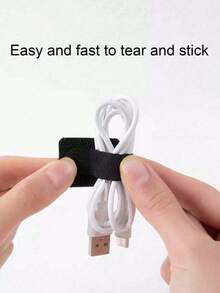 20pcs Durable Nylon Self-Adhesive Tie Wraps - White Circular Fasteners, Convenient For Power Cord Management, Flexible Multi-Purpose Home And Office Cable Tape, Cable Ties - Easy Cable Organizer And Management - Reusable And Durable Cable Straps, Suitable For Home And Office, Easy Cable Management, For Computer Cable Management, Desktop Wire Rack, Cable Organizer, Hook And Loop Straps (Random Color Style) - Black - View 6