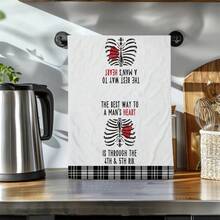 2/4/6/48pcs Soft Kitchen Towels/Dish Cloths With Bone & Red Dotted Floral Print, Multi-Purpose, Quick Drying, Suitable For Kitchen, Celebration, Wedding, Decoration, Etc.