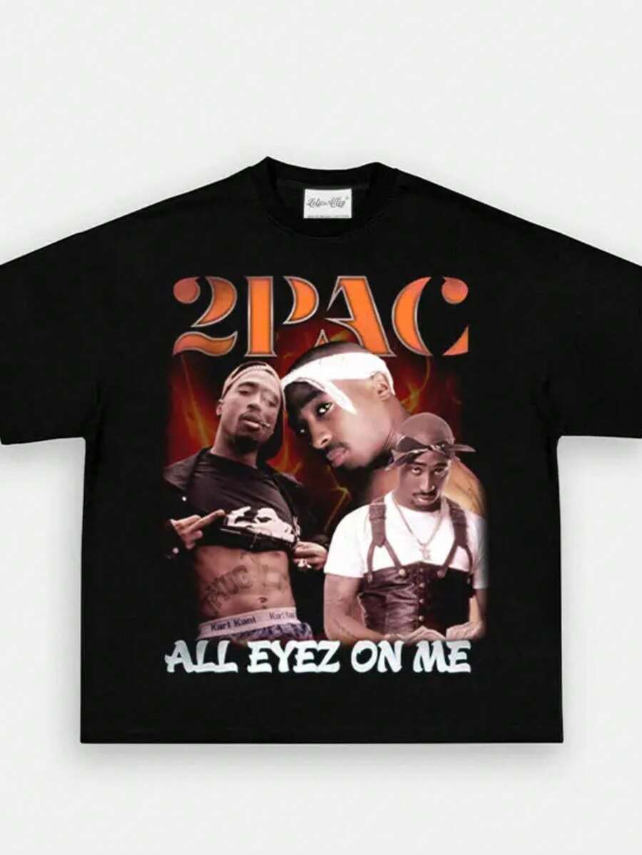 Tupak Vest Shirt Rap Vintage Singer Rapper 2Pak T-Shirt Plus Size Streetwear Premium 100% Cotton Stylish New Premium Skater Top - Immediate Shipping! GALAXY - 黑色 - 查看 1
