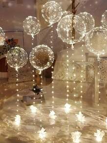1/5/10 LED Glitter Bubble Balloons, Clear Glow Balloons For Birthday Decorations, Wedding Decorations, Anniversaries, Holiday Celebrations, Proposals, Parties, Graduation Summer Gifts Beach Back To School Supplies Room Decoration
