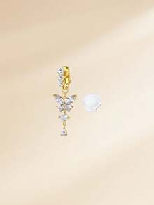 1 buc. piercing fals pentru buric de tip clip-on cu fluture, din zirconiu cubic, stil funky, inel fals pentru ombligete pentru femei, piercing fals pentru buric, inel fals pentru ombligete - Inel fals pentru burtă cu fluture - Vizualizare 6