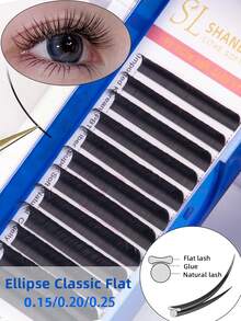 12 Reihen klassische flache elliptische Wimpern aus Kaschmir 0,20 0,25 0,15 J C D Curl matte schwarze elliptische gespaltene Spitzen klassische flache Wimpernverlängerung 8-15 mm super matte extrem weiche Seide flache Wimpernverlängerung Einzelfasern, Kunstfell-Flach-Wimpern, Wimpernbüschel, Einzelwimpern, Wimpern, Falsche Wimpern