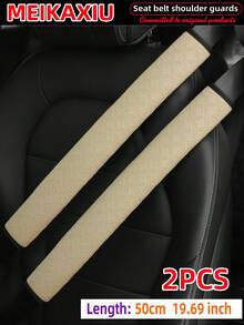 MEIKAXIU 50cm/19.69in PU Leather Embossed Comfortable Soft Extended Car Shoulder Pad, Universal Car Decor Accessory, Safety Belt Protector To Relieve Pressure And Prevent Tightness