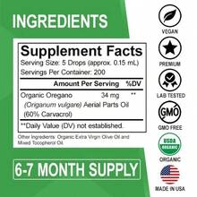 Miriyalyad Dr. Bo Organic Oil Of Oregano Liquid Drops - Immune Support, Herbal Tincture, Gut Health, Overall Health - 200 Servings & Vegan - 1 Fl O 3PCS - 3PCS - 查看 6