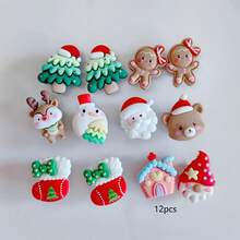 12 Stücke rote Weihnachts-Cartoon-Schuh-Charms für Clogs, Sandalen und Dekoration, DIY-Accessoires