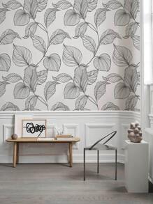 百合花植物印花家居装饰壁纸，简约线条设计花卉叶自粘防水防油壁纸，适用于室内家具橱柜 DIY 装饰