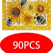 4 pièces Sets de table en lin imprimé tournesol - Sets de table rectangulaires en lin tressé pour la salle à manger, la cuisine, la table de café, la décoration de la table de salle à manger