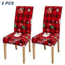 2/4/6 غطاء كرسي مطبوع بطبعات عيد الميلاد، مع عناصر عيد الميلاد مثل بابا نويل والثلجي والرنة، ديكور منزلي لفنادق وحفلات ومطاعم، ديكور عيد الميلاد الأساسي، هدية عيد الميلاد المثالية