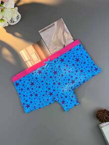 6 Pcs/Lot [Women Boyshorts] Boyshorts Halloween Women Print Stars Underwear Panties Briefs Cotton Short Ladies Panty Female Intimates, Christmas Halloween Gifts(6 Color Random Delivery) - 彩色 - 查看 7
