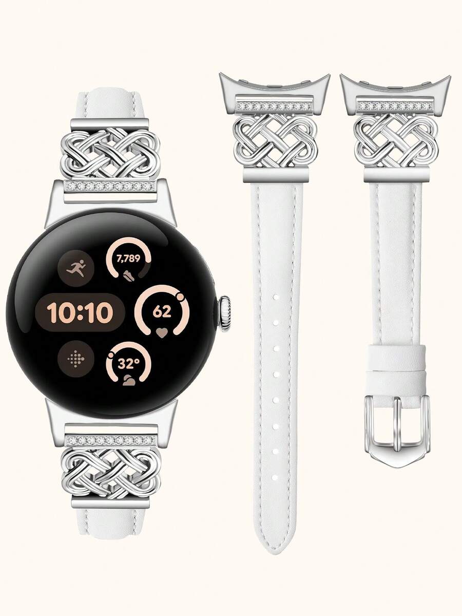 Banda celta compatible con Pixel Watch 3 (41mm/45mm) y Pixel Watch 2 y Pixel Watch 1 - Correa delgada y elegante para mujer - Hebilla de metal con tachuelas - Cómoda, transpirable, elegante y con estilo - Para uso profesional, citas, bodas y uso diario