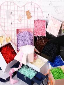 1 paquet de 20/50/100g de papier froissé coupé en julienne comme rembourrage pour emballage, paniers vides, herbe de raphia, fourre-tout pour boîtes cadeaux, emballage pour fête, décorations utilisées pour le mariage, l'emballage de cadeaux pour la fête des mères (blanc, rouge, orange, noir, bleu clair, vert) - 50g - Voir 6