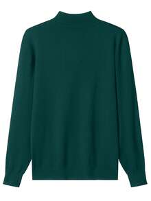 Men's Solid Color Casual Versatile Turtleneck Sweater, For Fall Winter, Long Sleeve Top - Green - View 4