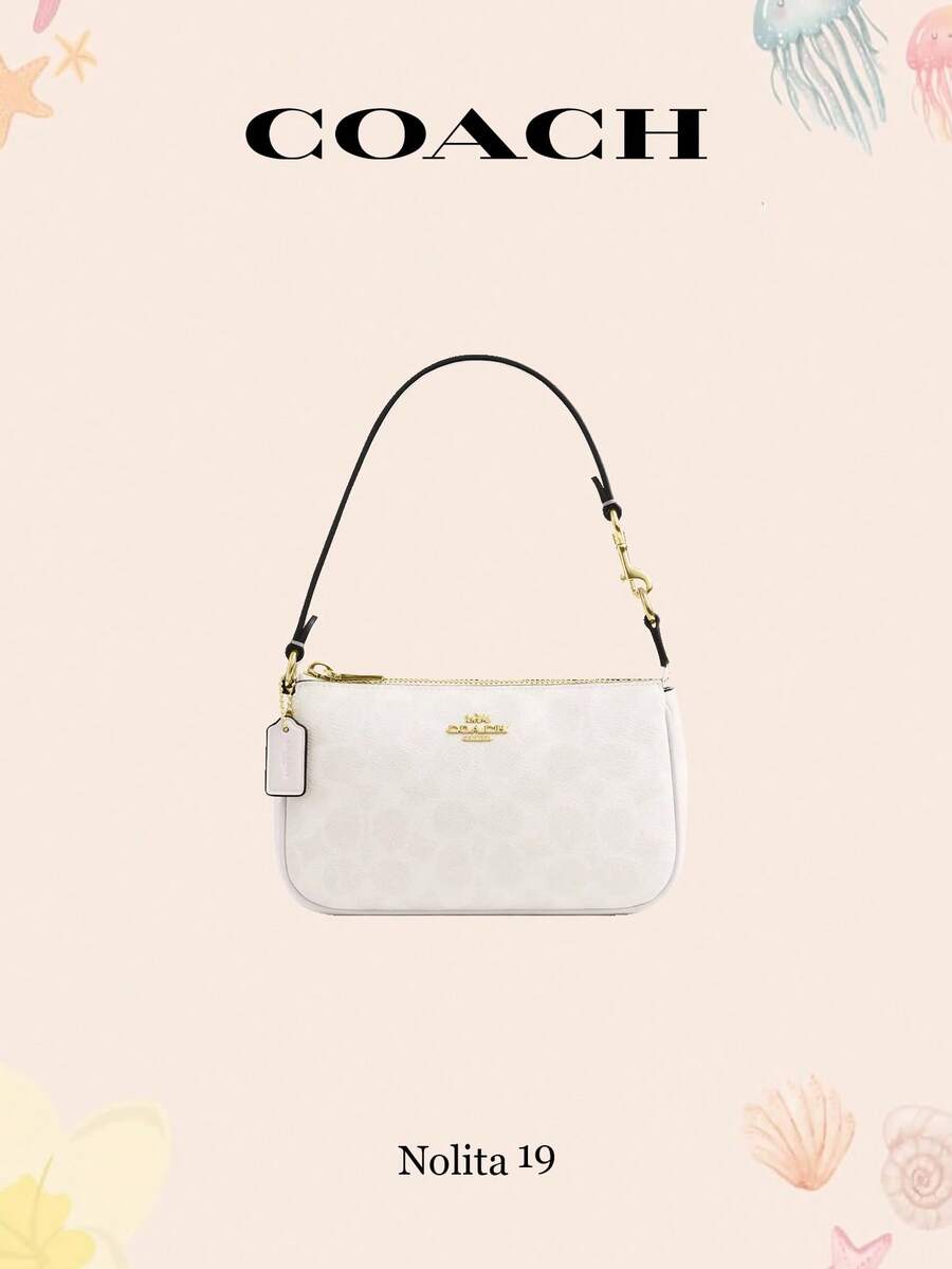 Nolita 19 In Blocked Signature Canvas Women Clutch Bag Ladies Cute Purses And Bags Women Bag Shoulder Bag - White Chalk - 查看 1
