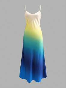 Satin Gradient Fishtail Dress, Beachwear Summer - Multicolor - View 2