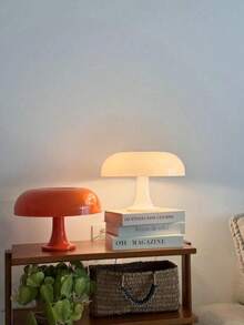 1pc LED Mushroom Desk Lamp, Romantic Atmosphere Decor With Bright Light, Smooth Plastic Design, Suitable For Bedroom, Living Room, Bedside, Hotel, Party, Valentine's Day, Halloween, Christmas, Thanksgiving, Can Be Used As Holiday/Housewarming Gift (White/Orange)