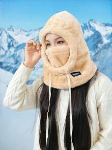 1件装冬季抓绒拉法帽滑雪面罩，保暖面罩，涤纶针织全头颈部保暖套，轻便，可手洗，无弹力面料，适合户外骑行、滑雪、日常通勤、冬季旅行，女士款 - 彩色 - 查看 9