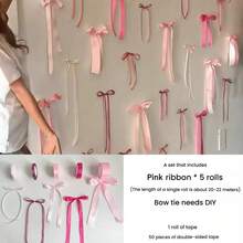 12/40pcs Pink And Blue Cute Bows, Bow Wall Decor, Christmas Tree Decoration Bows, Wedding Decoration Background Wall, Suitable For Christmas Gift, Birthdays, Party, Home Decoration Christmas Decorations Room Decor Winter