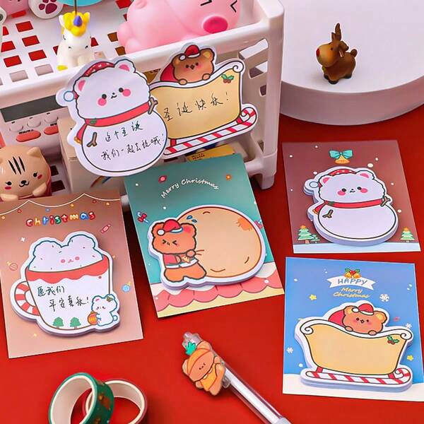 120pcs Christmas Combination Sticky Notes - Cute Christmas Gift Message Memo Stickers For Scrapbooking, Christmas School Supplies